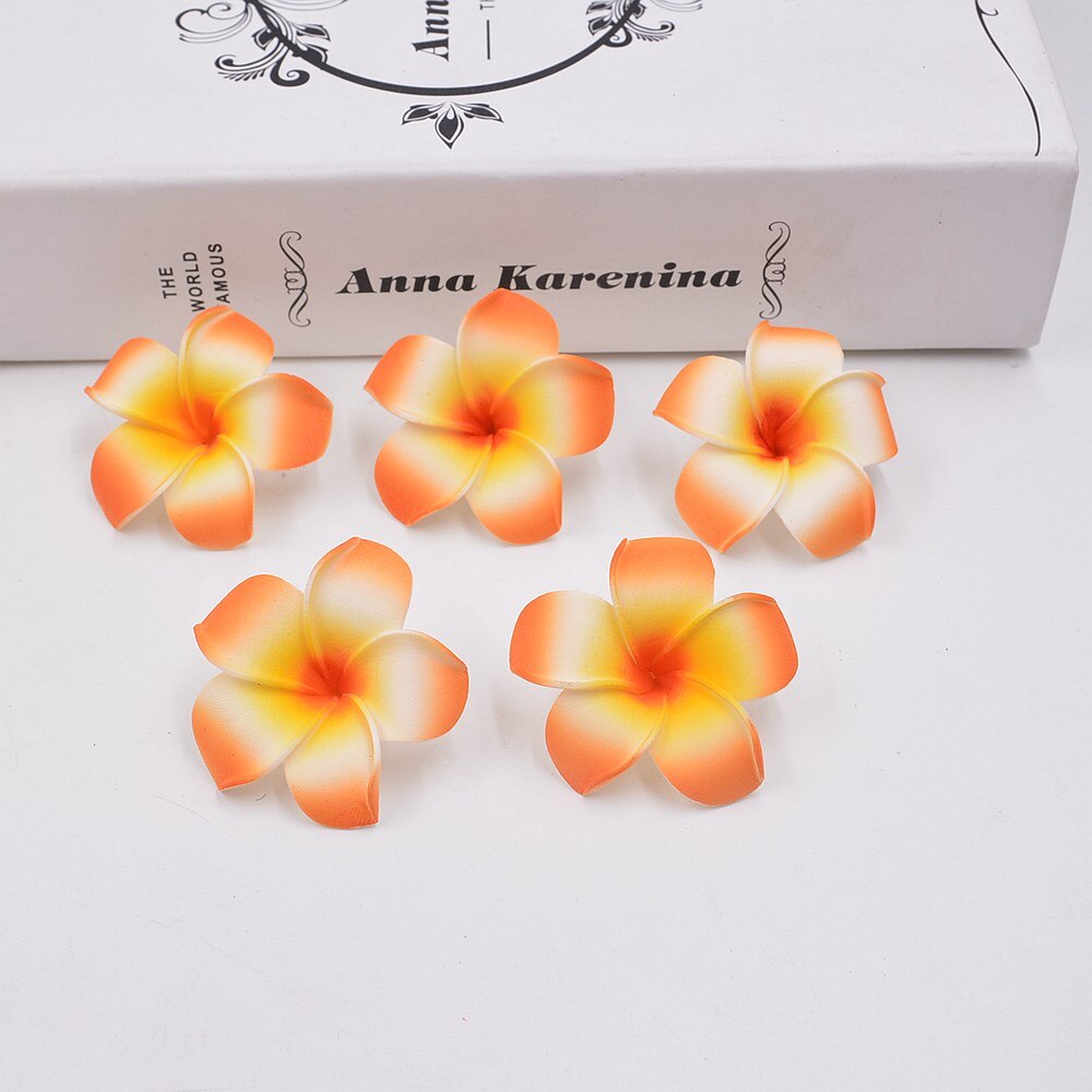 10 stks/partij 4 cm Foam Hawaii Strand Bloemen Voor Bruiloft Doos Decoratie DIY Kunstmatige Krans Levert Zomer Krans Craft: Oranje