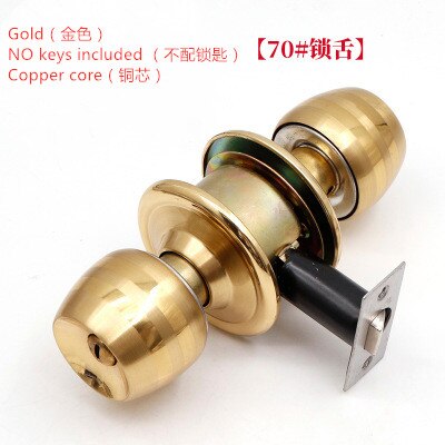 Stainless Steel alloy Locks Round Ball key lock Door Knob pull handle Entrance Passage Bathroom Internal Anti Theft Hardware: 6