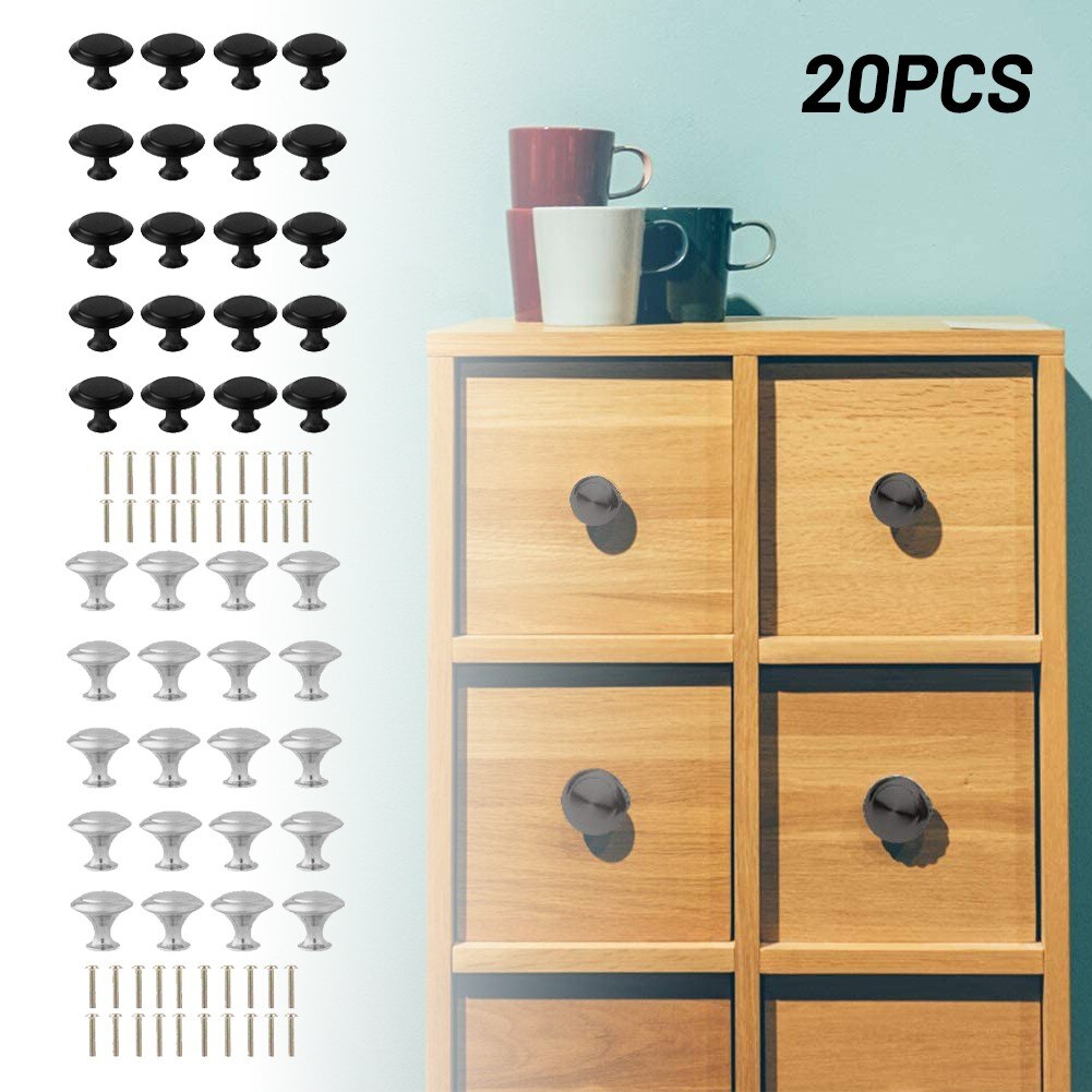 20pcs Stainless Steel Round Cupboard Knobs With Screw For Kitchen Furniture Kitchen Cupboard Pull Handles Furniture Hardware