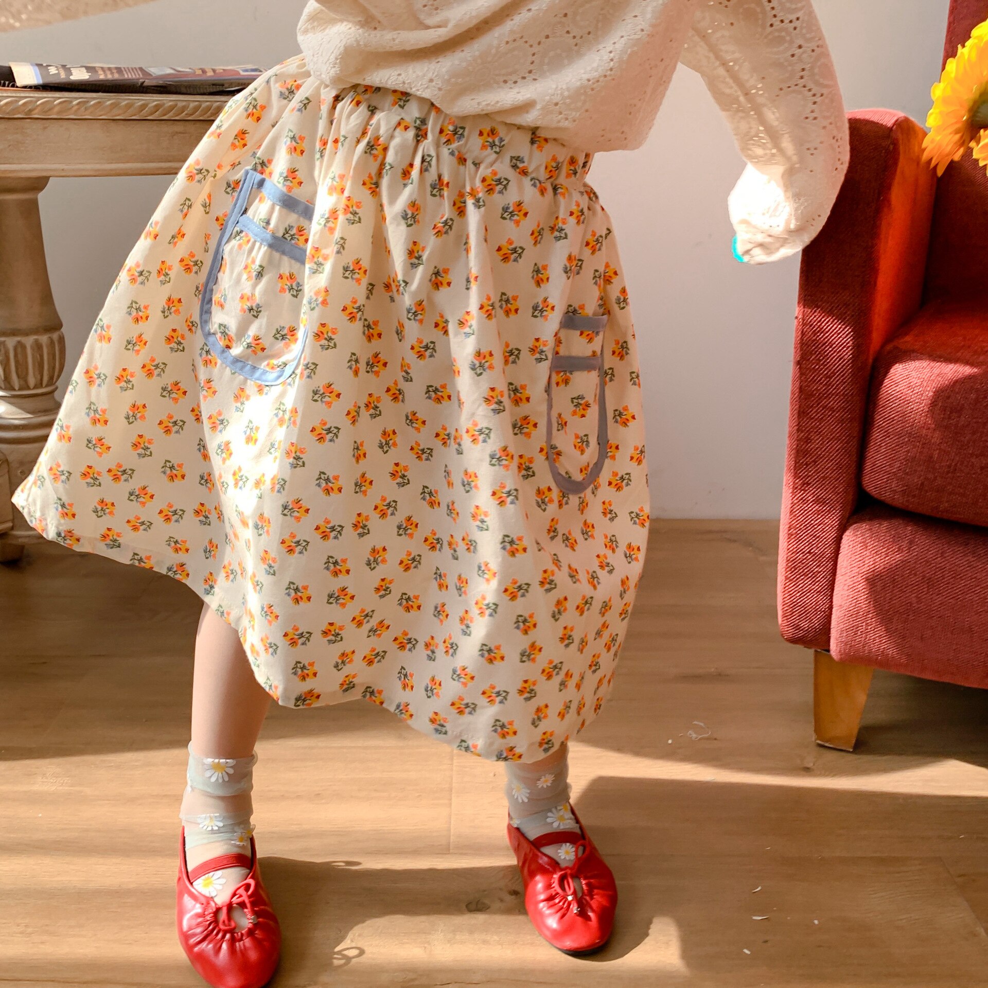 Lente Bloemen Gedrukt Baby Meisjes Rokken Zakken Koreaanse Stijl Kids Kleding Peuters Kinderen Zoete Rok