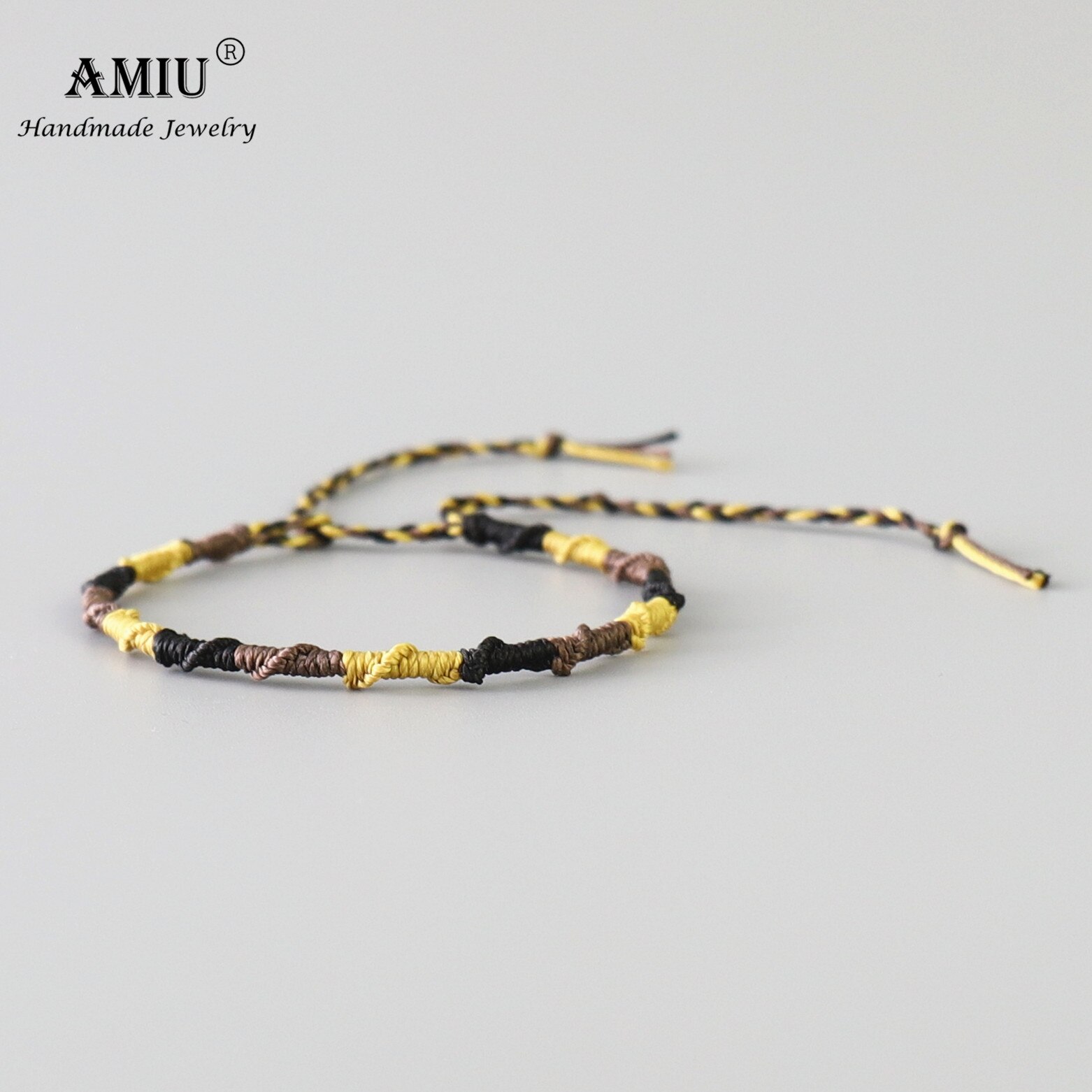 UGA-AMIU Artesanal À Prova D' Água Fio de Cera Corda Nó Pulseira Pulseira Da Amizade Pulseira Envoltório Tecido Simples para Homens e Mulheres