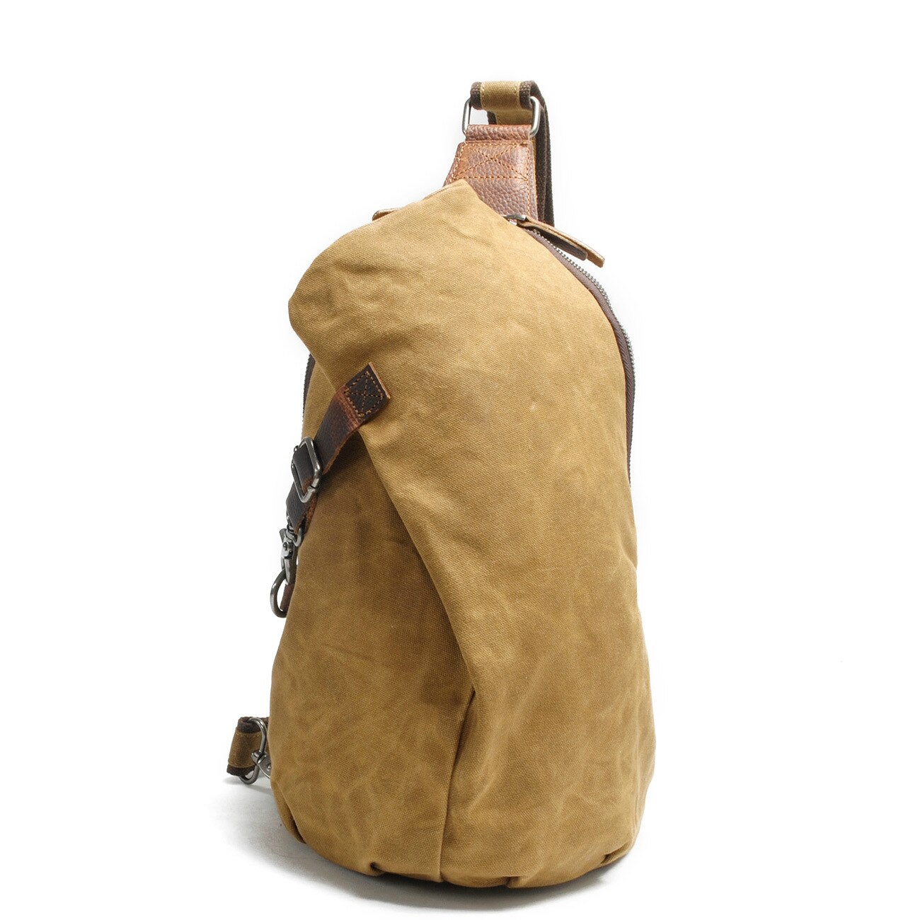 waterproof batik chest bag retro male canvas shoulder diagonal bag casual handbag dumpling bag: Khaki