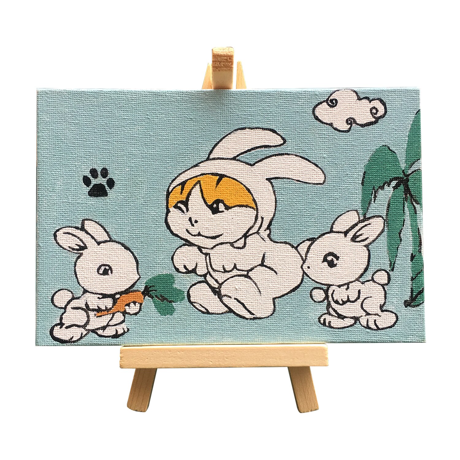 Diy Foto Schilderij Nummers Olieverfschilderij Kit 5.9*3.9 Inch Met Heldere Acryl Pigment Borstel Houten Schildersezel Stand voor Kids