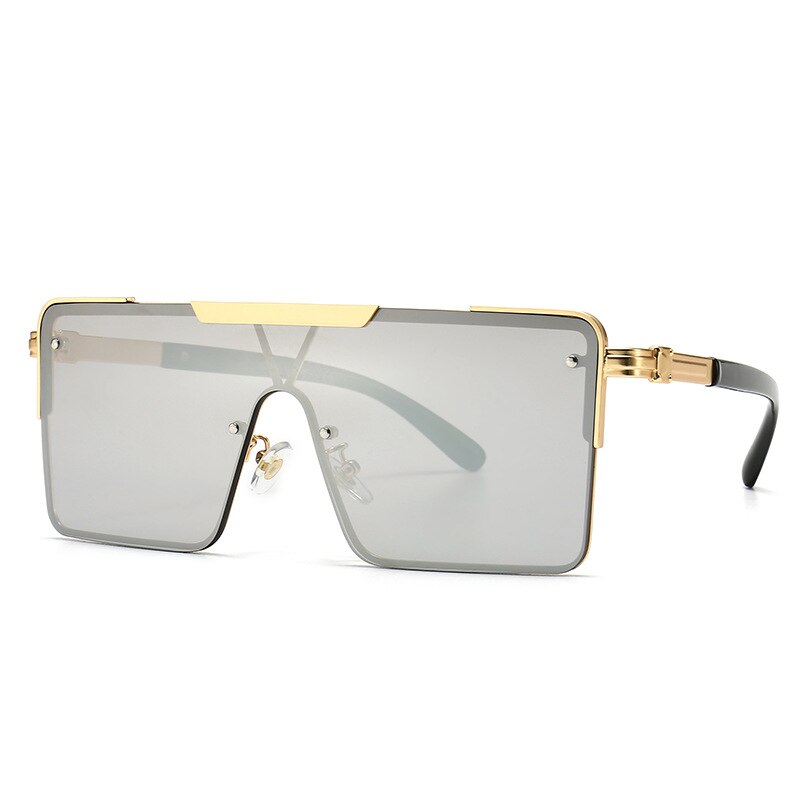 Merk dames brede vierkante montuur heren zonnebril modieuze delicate zonnebril heren straatfotografie oceaan schaduw bril: Wit