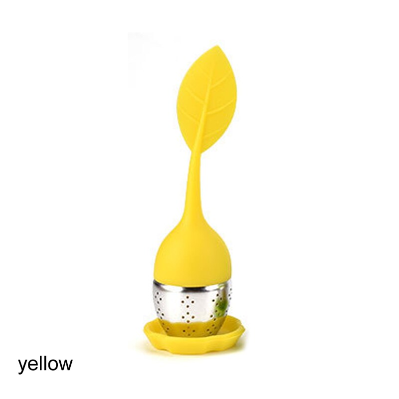 Sachet à thé en forme de feuille 1 pièces | Dispositif de brassage, filtre à épices végétales, Silicone Durable, accessoires pour thé: YELLOW