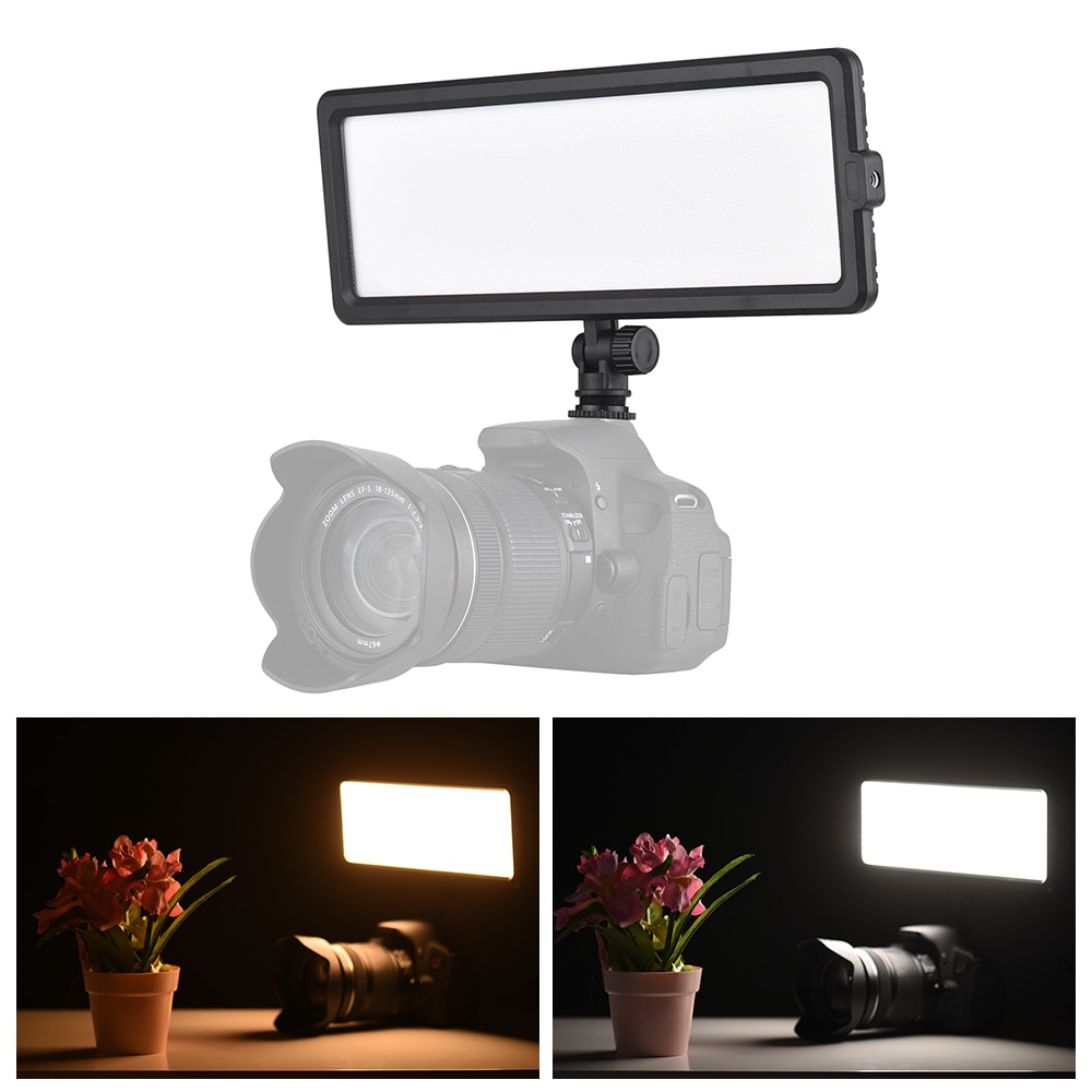 Andoer LED Video Licht Tafel 3200 K-5600 K Bi-Farbe Dimmbare Helligkeit mit Kalten Schuh Halterung für Kanon Nikon Sony DSLR Kamera