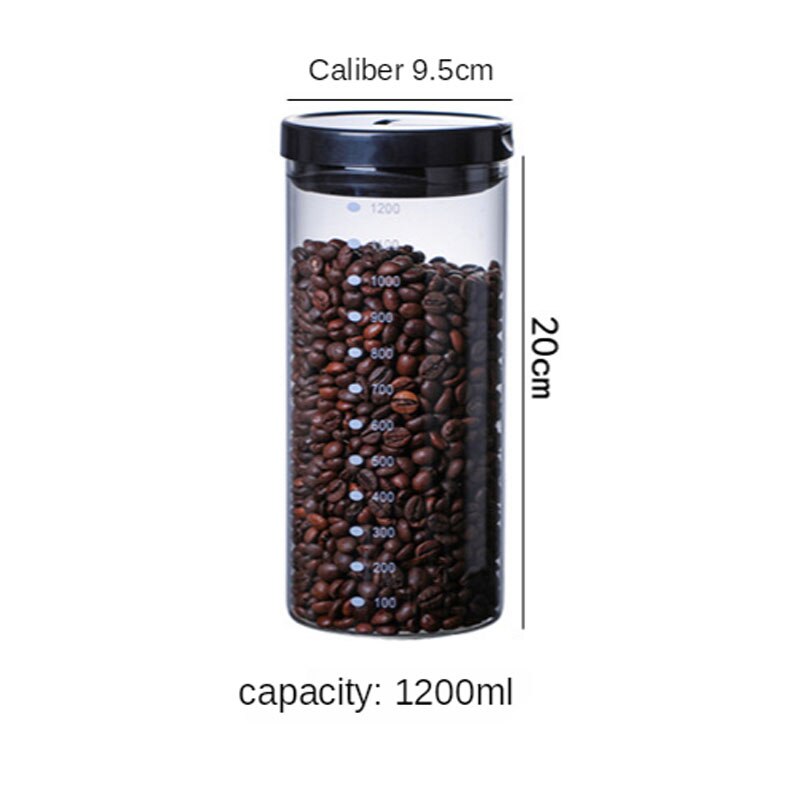 Verzegelde Roestvrijstalen Deksel Opslagtank 800Ml ~ 1200Ml Keuken Koffieboon Opslag Kan Glas Met Voedsel Container kruiden Tanks: C Style 1200ML