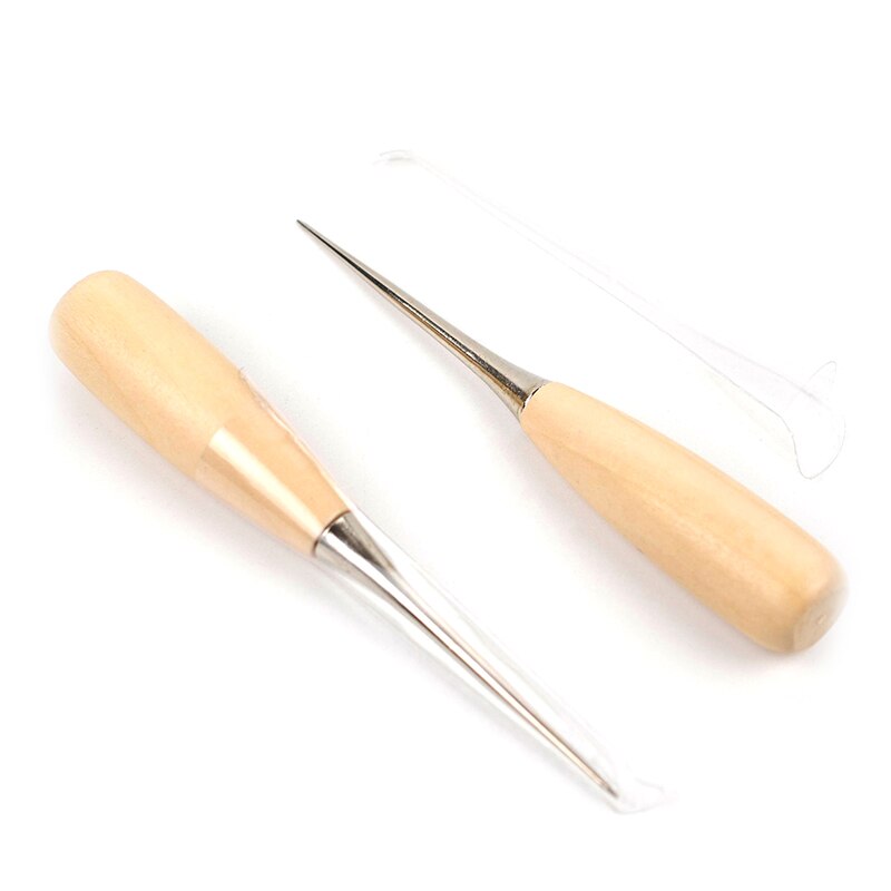Phisscii Stikken Awl-4 In 1 Houten Handvat Lederen Stikken Naaien Awl DIY Leathercraft Hole Punch Tool