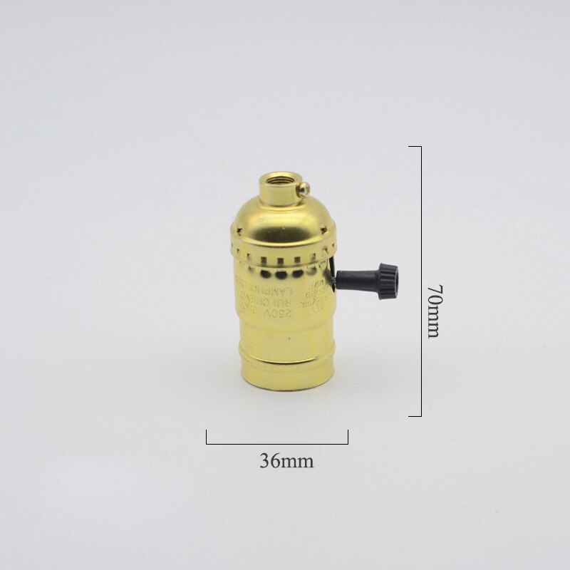Vintage lampe sokkel montering  e27 fatninger base diy led lampe holder belysning tilbehør til lysekroner pære fatning: Guld med afbryder
