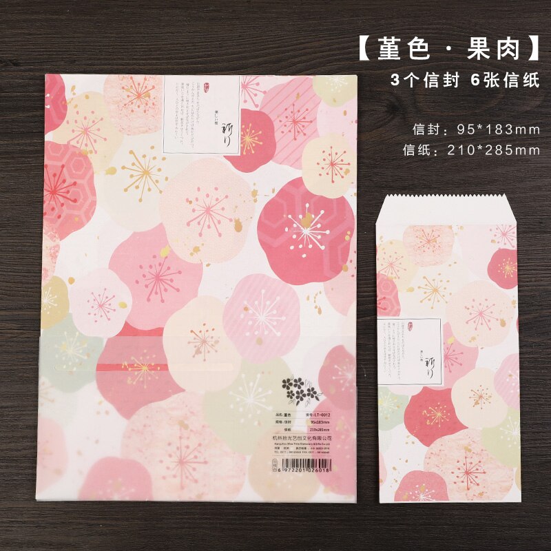 9 stk/sæt 3 konvolutter  + 6 skrivepapir sød smuk blomst stil farverig papir kuvert papirvarer: D