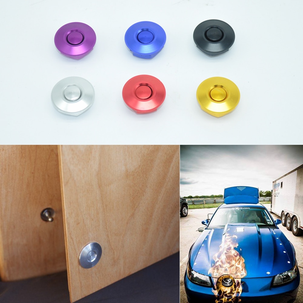 JK Cabinet door lock Universal Aluminum Quik Latch Mini Latch Push Button Fastener Mini Hood Lock