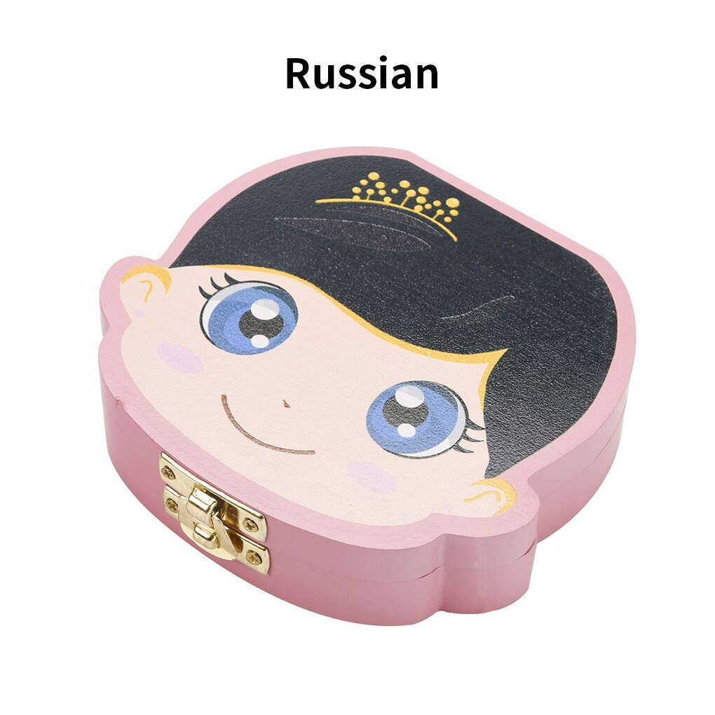 Baby Tooth Box English /Spanish /Portuguese/Russian Milk Teeth Organizer Storage Boys Girls Souvenir Tooth Organizer Box: Pink Russian