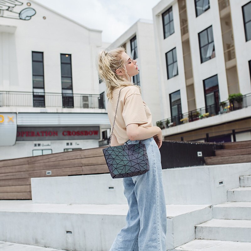Diomo 2022 feminino conjunto mochila luminosa geométrica lantejoulas sacos para senhoras bagpack reflexivo holográfico sacos