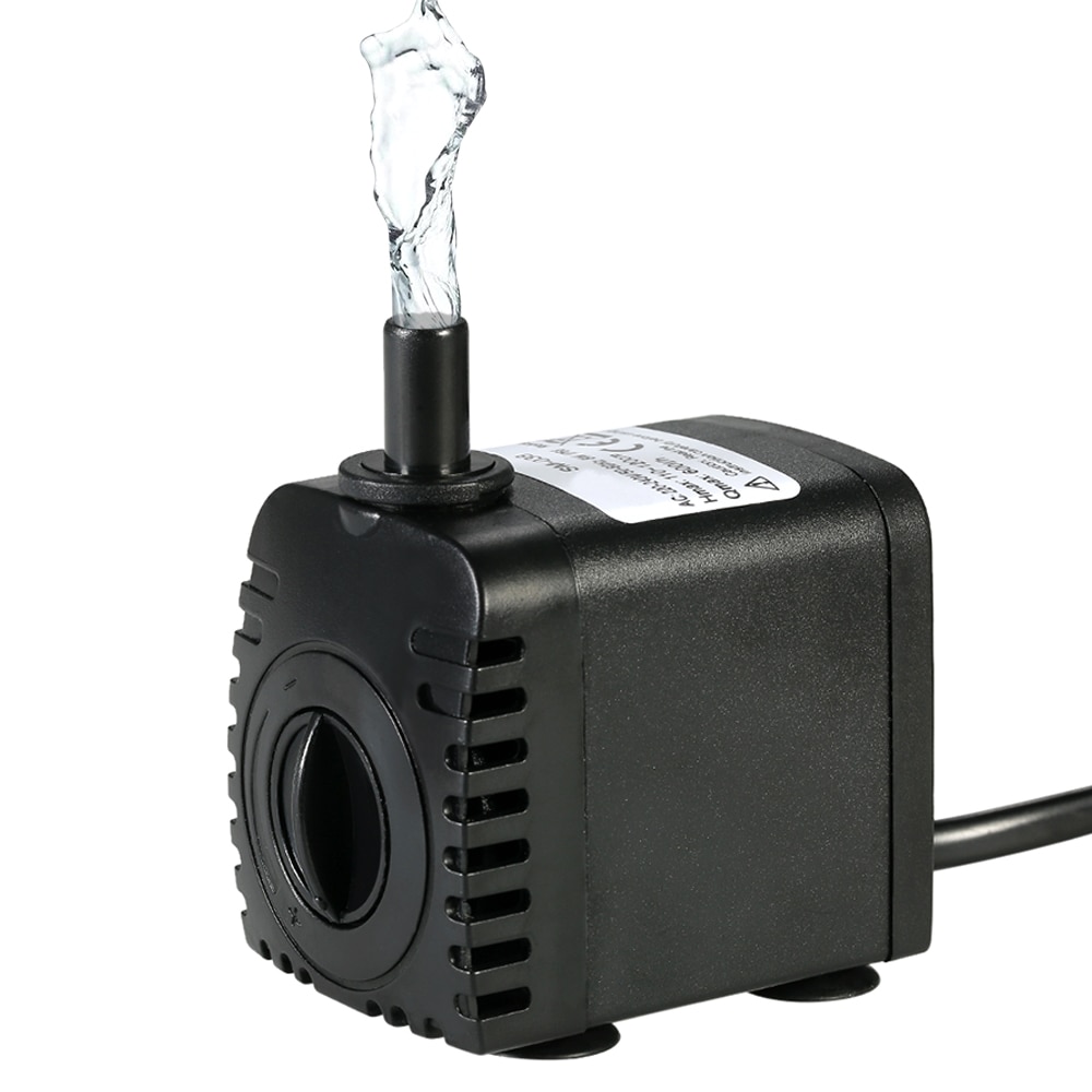 6W 8W Submersible Water Pump for Aquarium Tabletop Fountains Pond Water Gardens Hydroponic Systems with 2 Nozzles AC220-240V