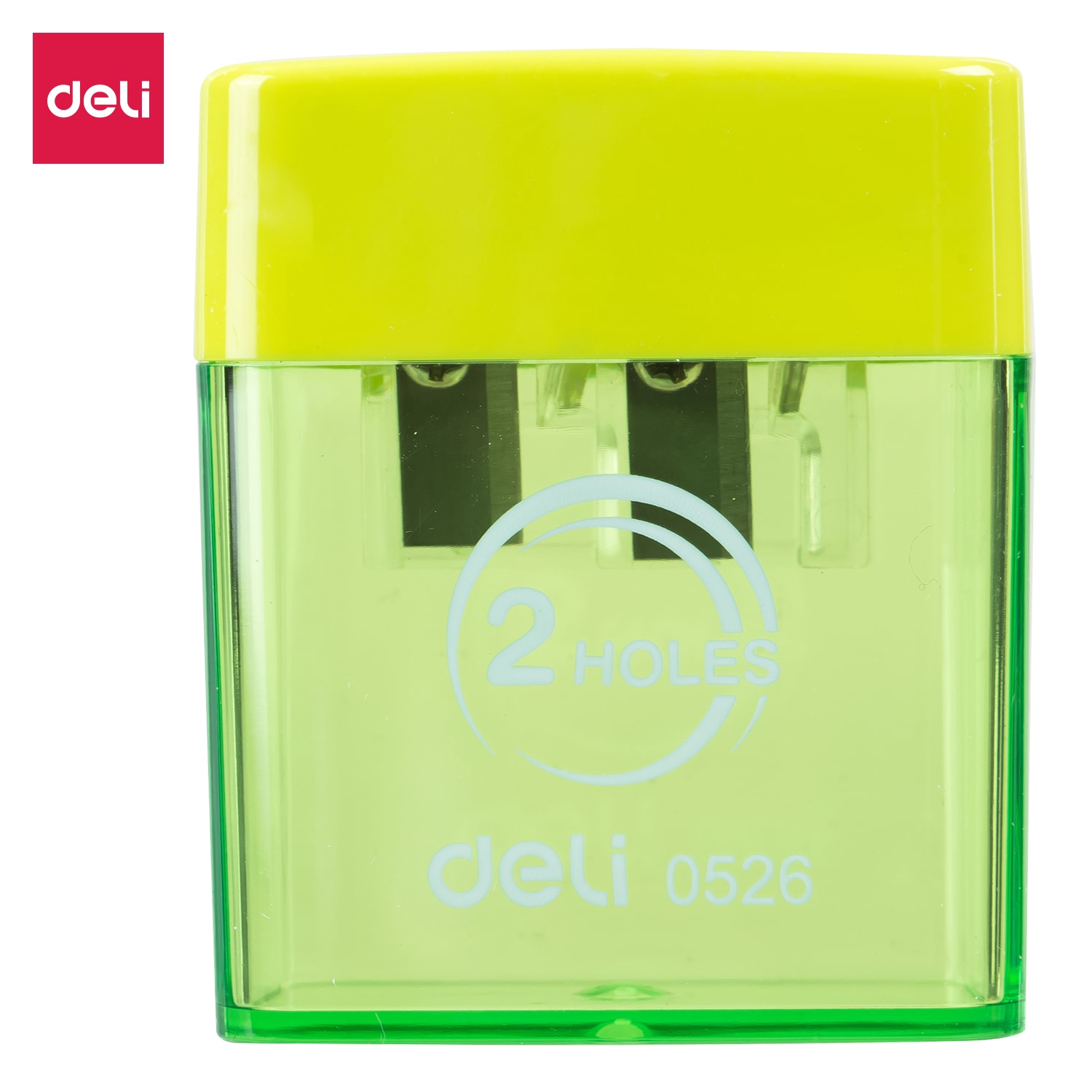 Deli Small pencil sharpener pencil cutter 1 and 2 Hole cute container knife smooth sharpening school supplies stationery: 7 and 12mm Green