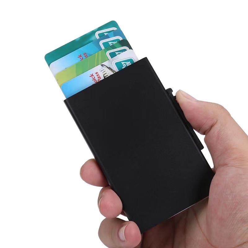 Style Card Id Holders Aluminum Wallet Pocket ID Card Holder Rfid Blocking Wallet Automatic Pop Up Credit Card Case