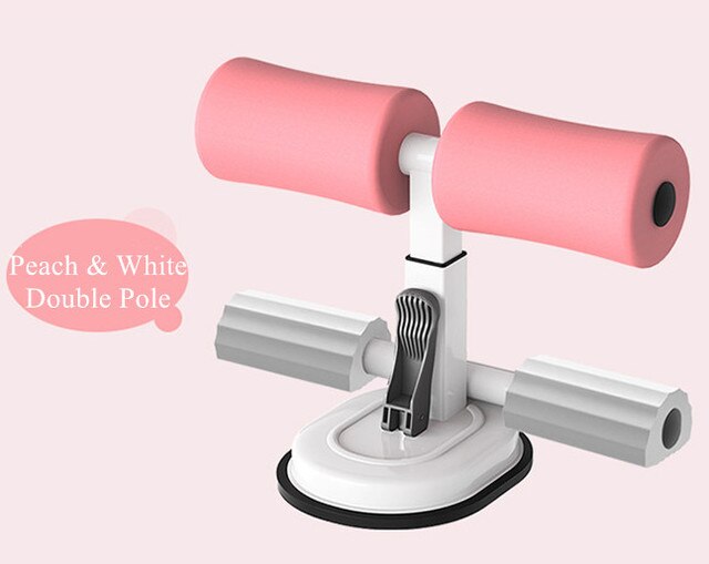 Banco de peso ajustable para abdominales, barra de abdominales, asistente de suelo, máquina de entrenamiento, gimnasio en casa, equipo de Fitness: peach white