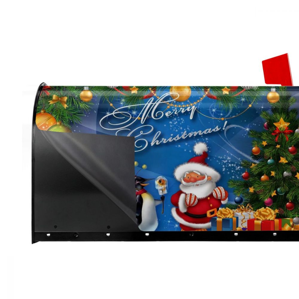Santa and penguin mailbox cover happy year mailbox wraps magnetisk postkassedæksel til havehave