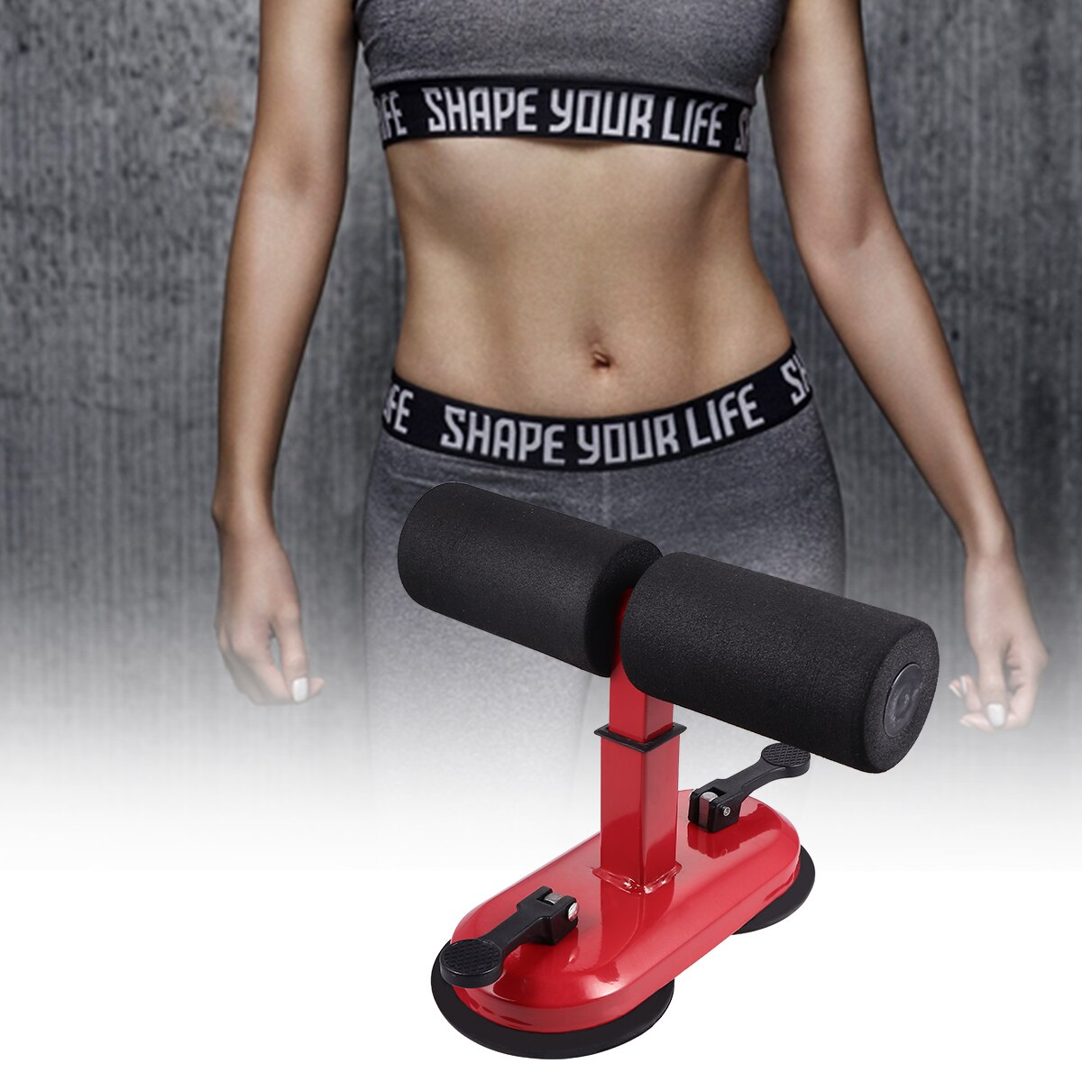 Máquina abdominal crunches ajuda sutorial cintura feminina de redução de gordura do agregado familiar fitness barriga rolo equipamentos (vermelho)