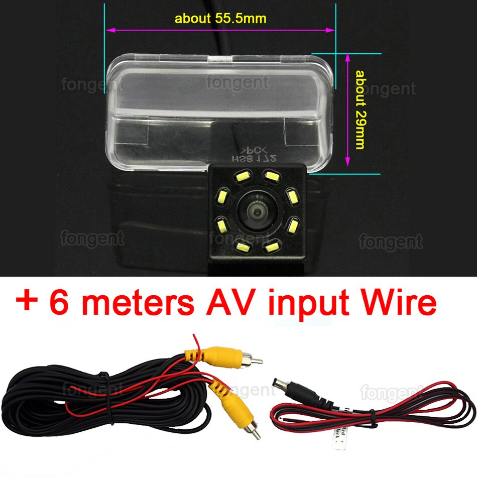 Auto Ccd Fish Eye Backup Achteruitrijcamera Achteruit Inparkeren Camera Voor Peugeot 206 207 307 407 Sedan Toyota Camry Verso Vios: 8led Rear Camera