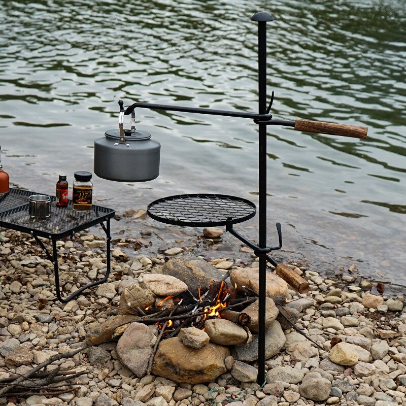 Outdoor camping fire barbecue grill camping fire plate picnic household BBQ bonfire iron round barbecue plate