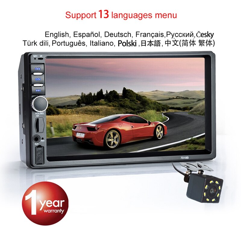 7 Double 7018B 2 DIN Car Radio MP5 Player Touch Screen Bluetooth + Rear Camera