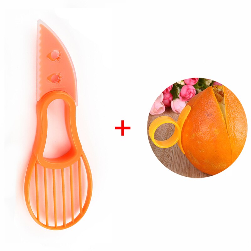 Rebanador de aguacate 3 en 1, rebanador de manteca de karité, pelador de frutas, separador de pulpa, cuchillo de plástico, utensilios para vegetales de cocina: Style2