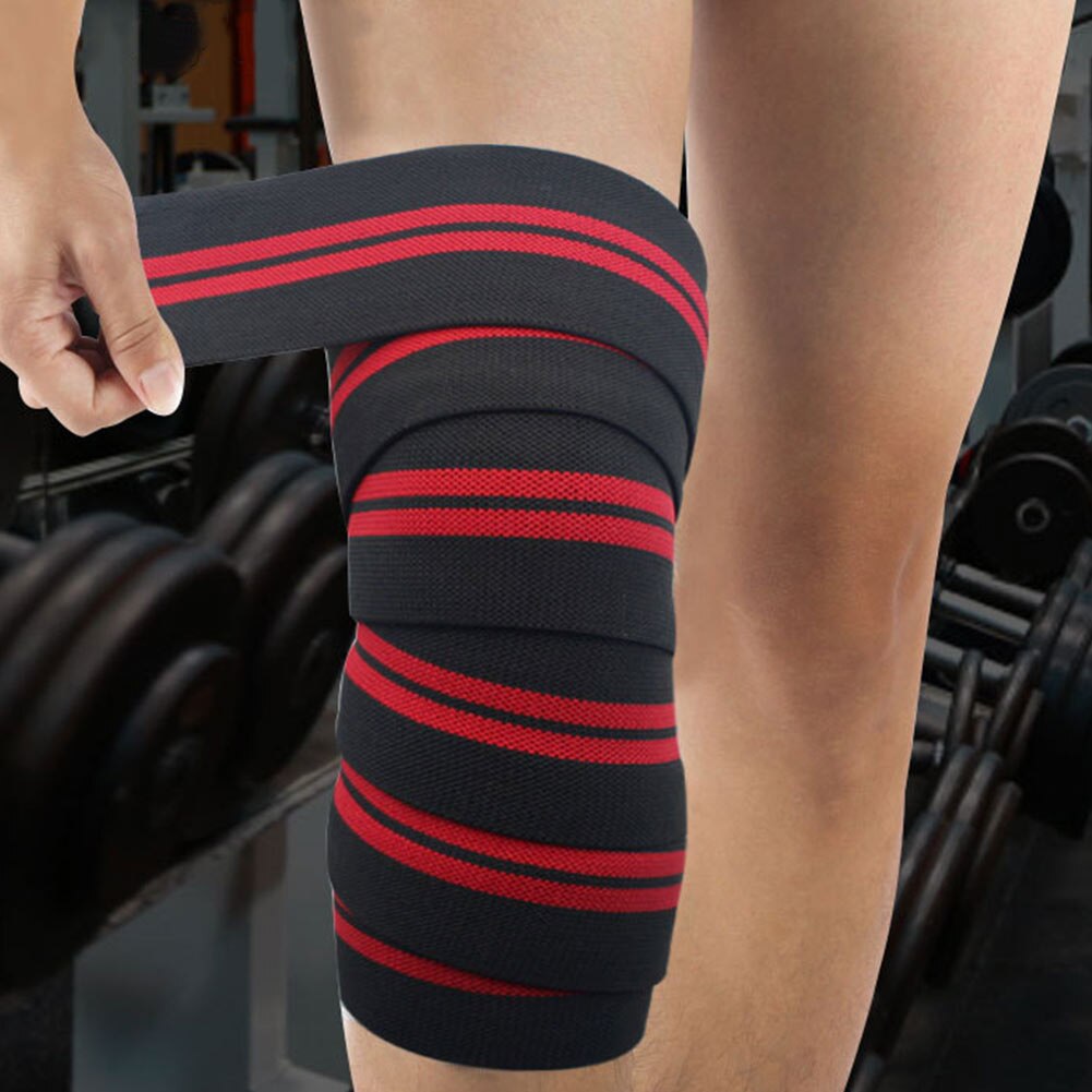 2 Pcs Weightlifting Knee Wraps Gym Workout Fitness Compression Knee Support Straps ASD88: black