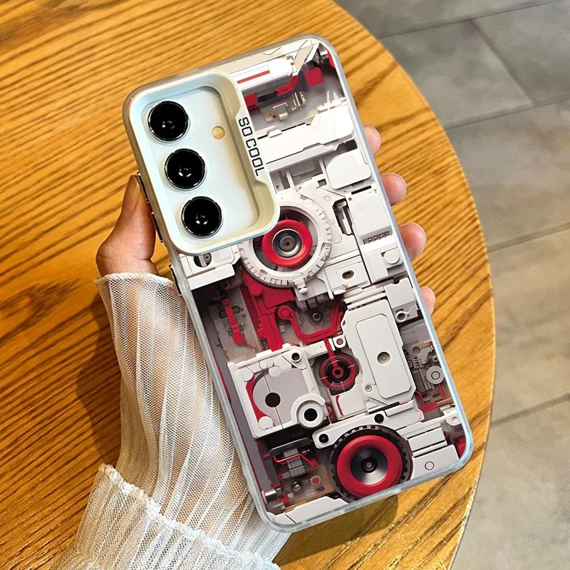 For Funda Samsung Galaxy S25 S24 S23 S22 Ultra FE Plus Note20 Ultra A55 A54 A53 A52S A15 A35 A34 A33 A13 A14 A25 A24 Case Cover: CANVAS / Silver