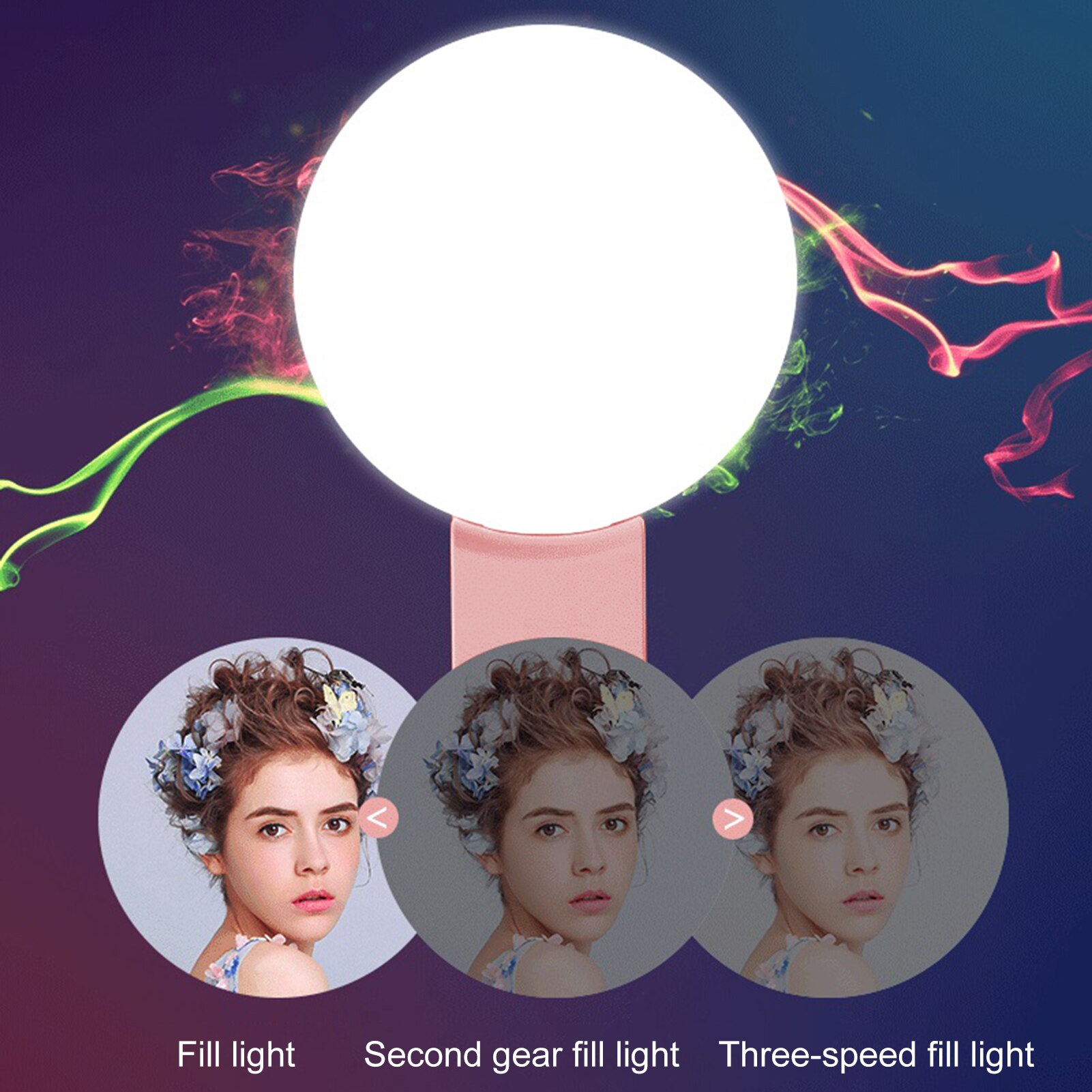 Mobile Phone Selfie Round Fill Light USB Rechargeable Mini Portable Clip-on Phone Camera Fill Light For Makeup Video Live Show