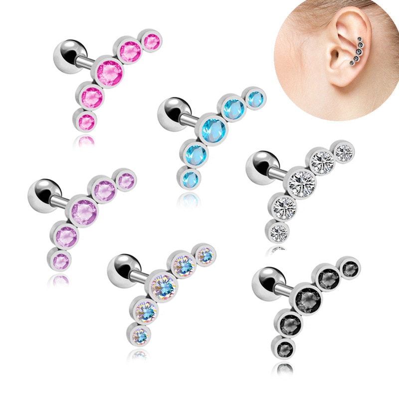 1 PC Kraakbeen Helix Oorknopjes Oor Nail Rvs Bar Piercing Crystal Body Sieraden Accessoires voor Vrouwen