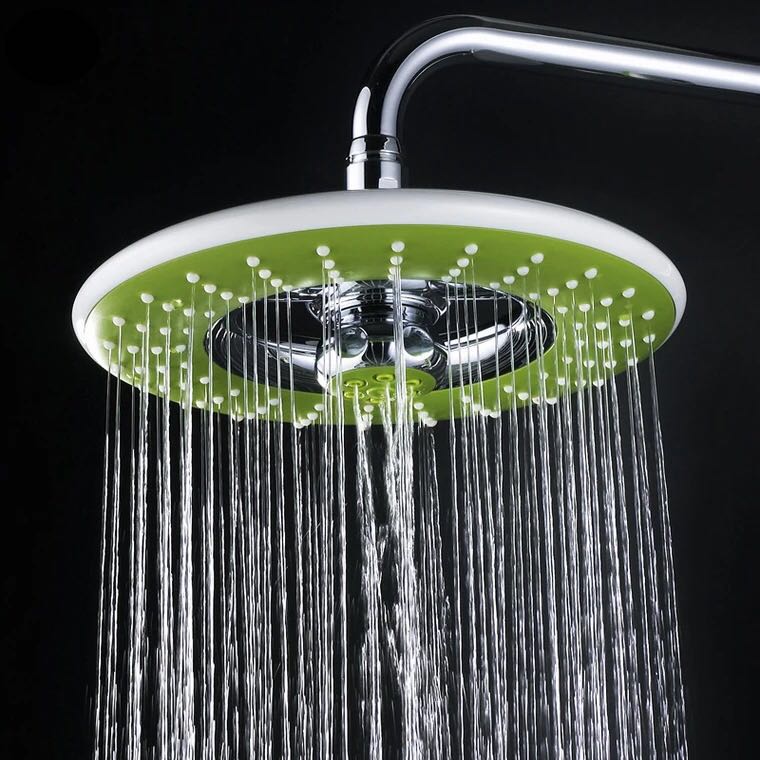 LANGYO Chrome Shower Head Bathroom ABS Plastic Shower Faucet Gray Rainfall Shower Nozzle With Shower Hand: Green shower head