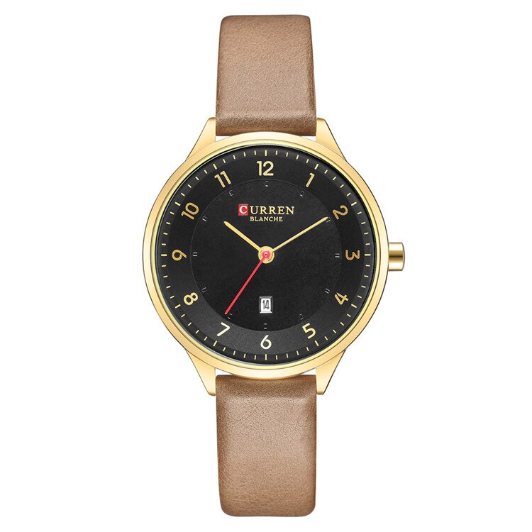 Slanke Lederen Horloge Voor Vrouwen Fahion Quartz Vrouwelijke Klok Met Datum Digitale Horloge Dames Casual Horloges Montre Femme: gold black