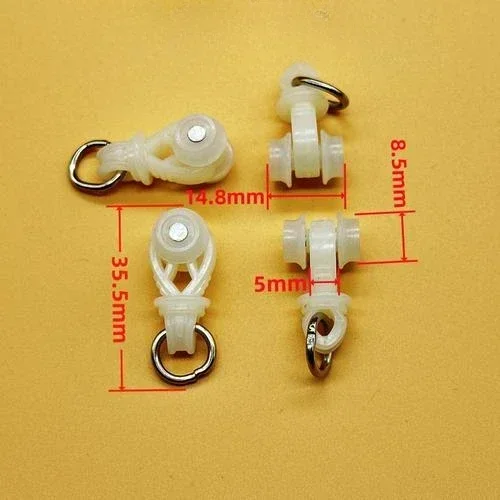 50 Uds. Polea de cortina de plástico antigua, riel recto, riel curvo, anillo de gancho, accesorios para rieles enrollables: Marfíl