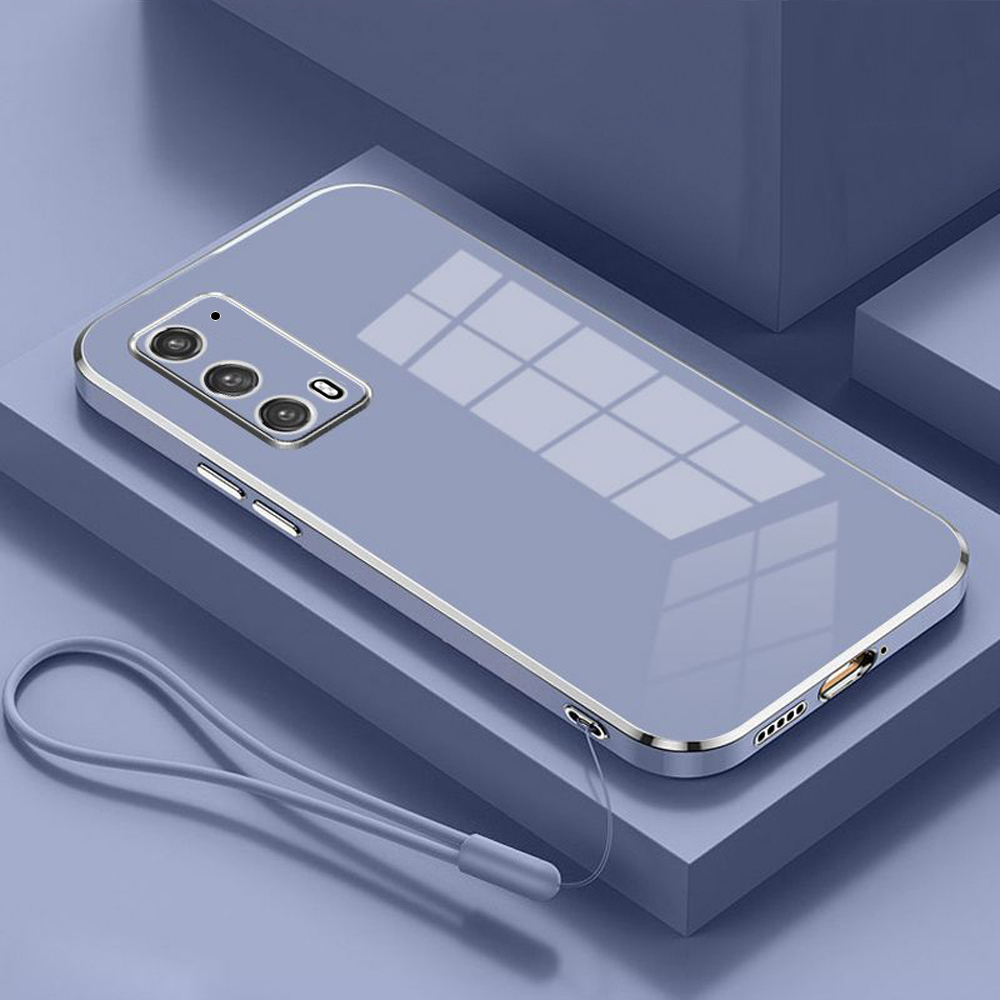 Pour Motorola Edge 20 étui de luxe carré placage Motorola Edge 20 coque de téléphone antichoc Silicone couverture arrière Fundas: GRIS