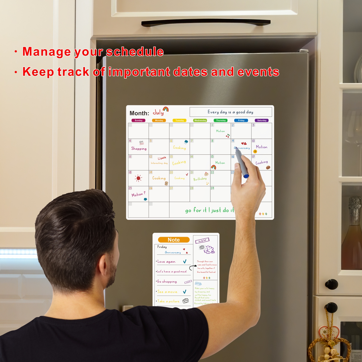 Calendario magnético para nevera, planificador mensual semanal, calendario, mesa, pizarra blanca de borrado en seco, pegatina para nevera, tablero de mensajes, menú