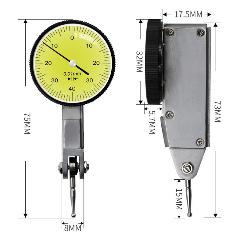 0-0.8mm dial test indikator 0.01mm måleur måleur indikator
