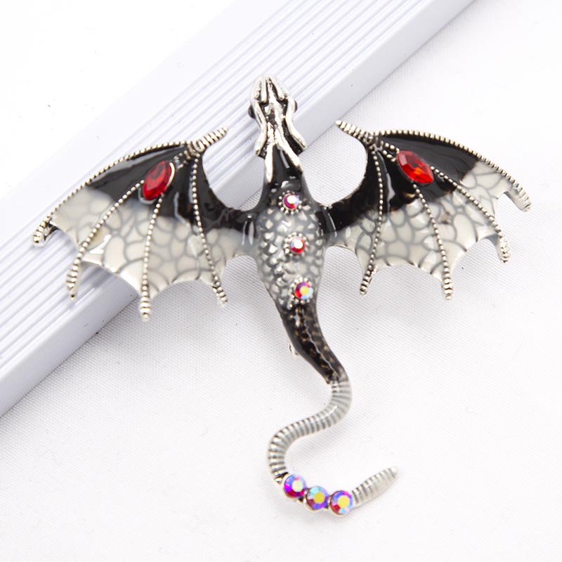 Broche de Metal dibujado a mano colorido de dragón de simulación 2024 para mujeres y hombres, alfileres de solapa elegantes, accesorios de joyería, 1 unidad