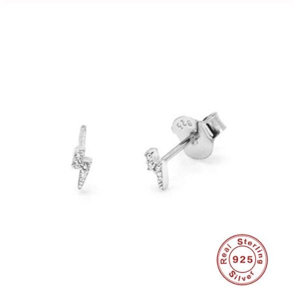 ROXI 925 Sterling Silver Jewelry Cute Tiny CZ flash Lightning Stud Earring For Girls Kids Lady Women Korean Earring: Silver