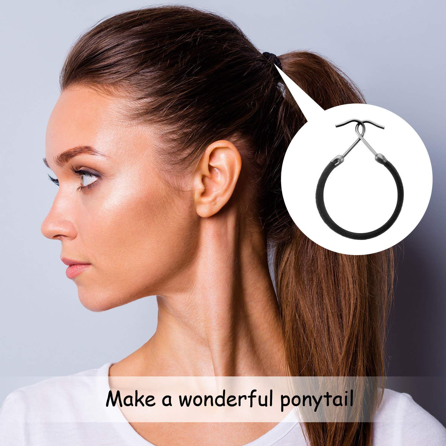 20pcs Ponytail Rubber Elastic Hook Hair Bands For Women Gum Hooks Hair Accessories Hair Ties Styling Tools Holder Bungee Bands