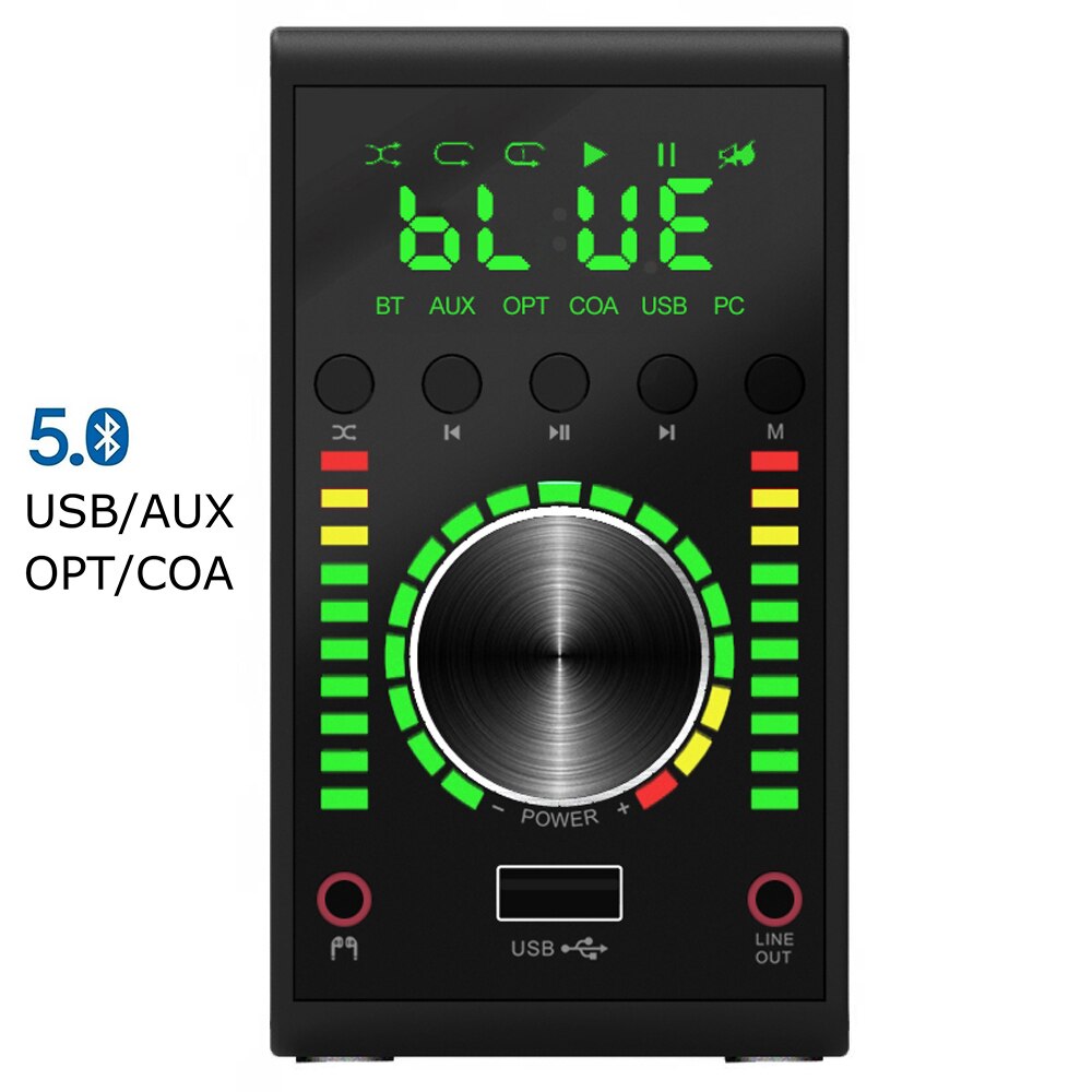 Mini Audio HiFi Bluetooth 5.0 Power Class D Amplifier Ma12070 Digital Amp 68W*2 Home Audio Car Marine USB/AUX/COA/OPTICAL In