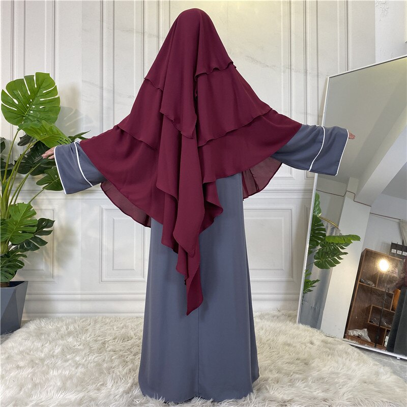 Ramadan Eid Prayer Garment Long Khimar Hijab Scarf Sleeveless Tops Islamic Women Abaya Jilbab Abayas Muslim Arab Clothing Niqab: red Khimar