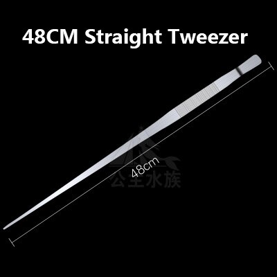 Aquarium recht gebogen pincet schaar algenkrabber roestvrij staal aquarium planten gereedschap: 48cm rechte pincetten