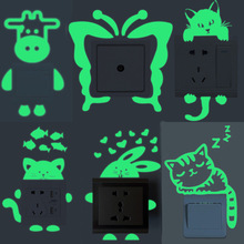 Cartoon Lichtgevende Stickers Glow In The Dark Lichtgevende Leuke Kat Kinderen Slaapkamer Muurstickers Schakelaar Stickers Lichtschakelaar Decor
