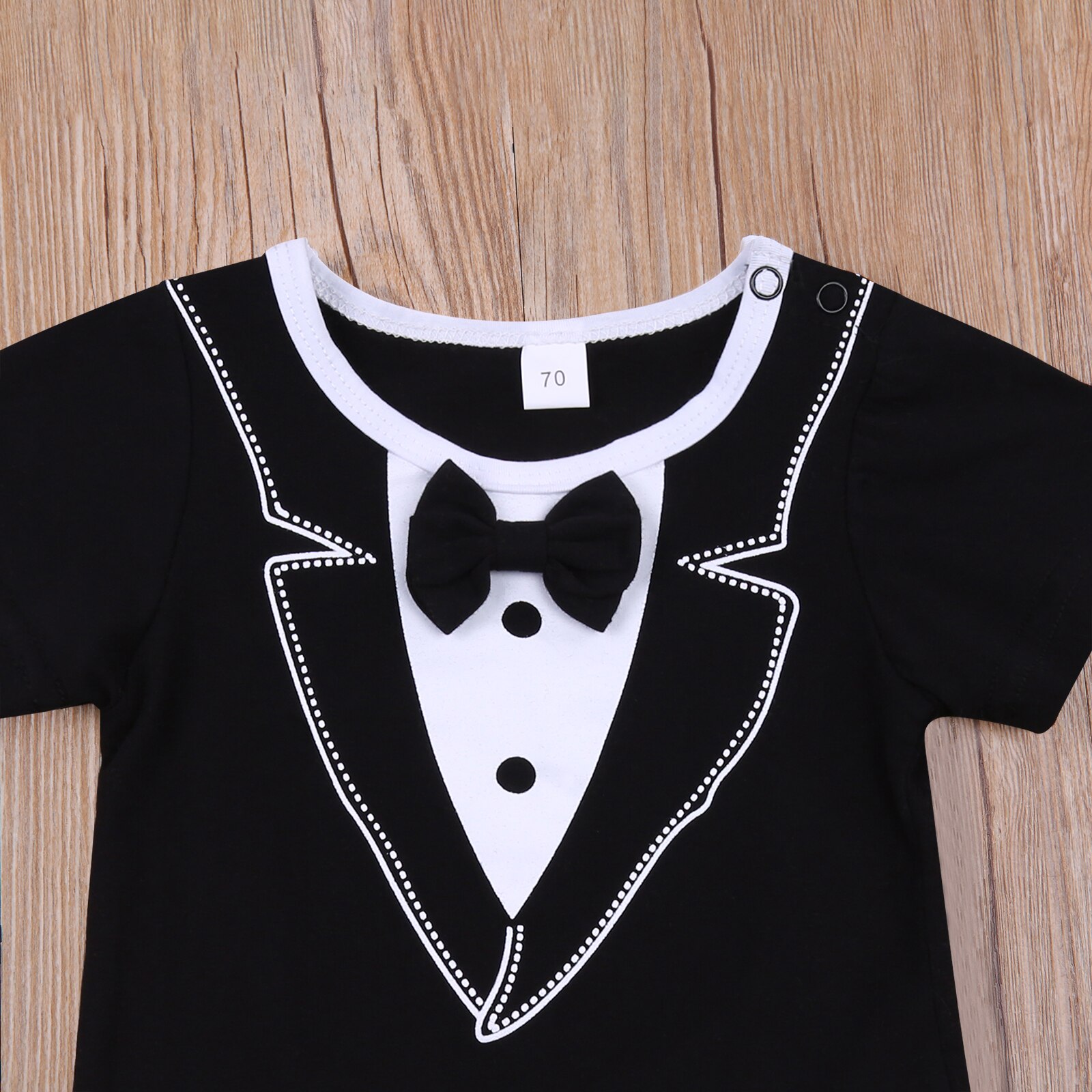 Newborn Infant Baby Boy Summer Romper Solid Color Jumpsuit O-neck Short Sleeve Button Long Pant 0-18M