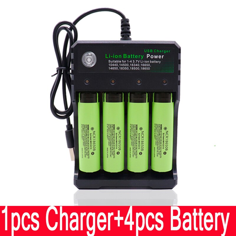 Baterías recargables originales 18650 NCR18650B 3,7 v 3400mah 18650, batería de repuesto de litio para linterna, cargador de baterías: Dorado