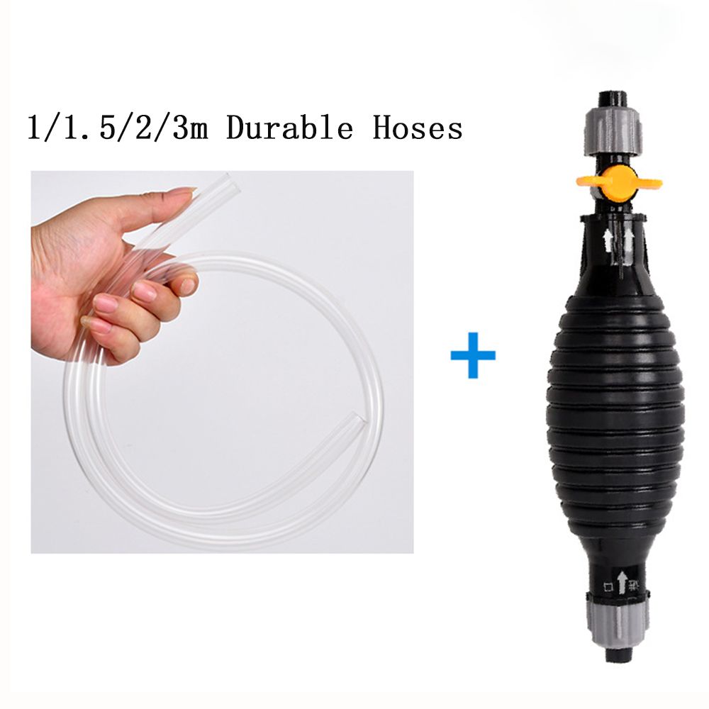Universal Hand Gas Oil Pump Manual with Flow Valve Portable Hand Gas Pump Safe Oval Gasoline Siphon Hose Pump Oil