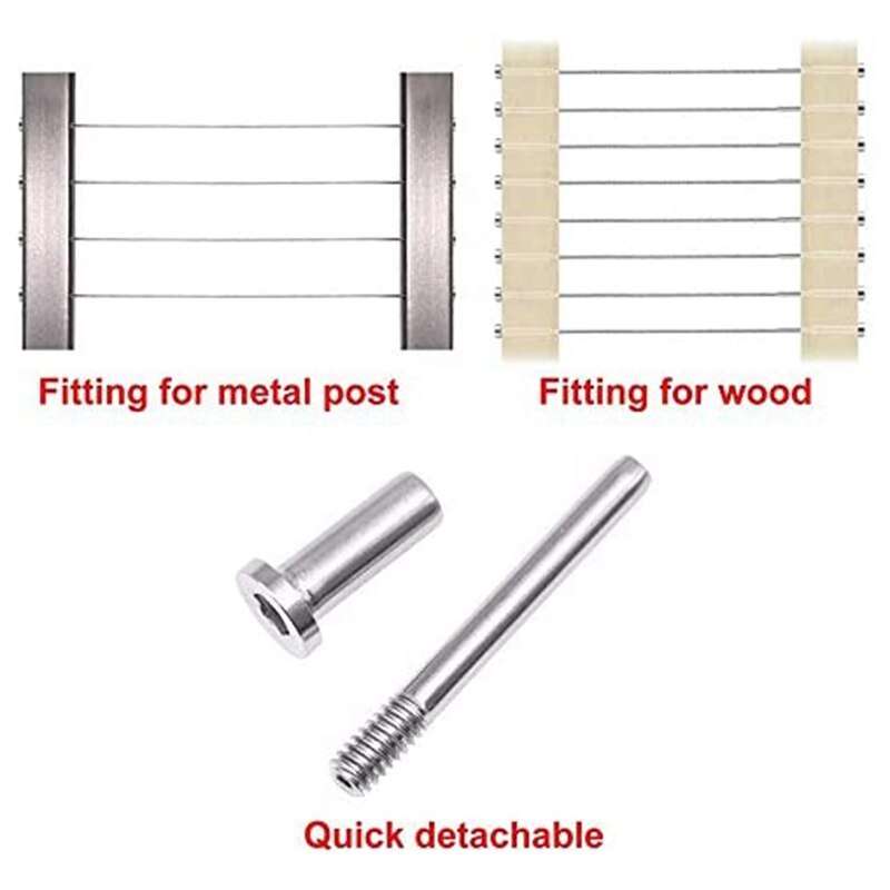 10Pack Stainless Steel Invisible Receiver and Swage Stud End for 1/8 Inch Cable Railing, Deck Stair Threaded End Fitting