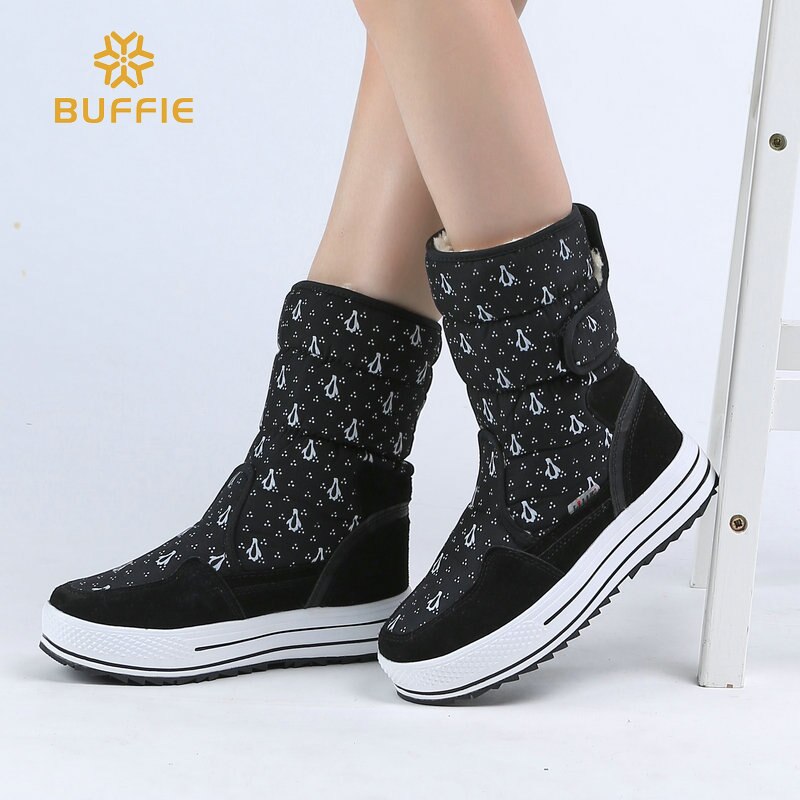 Scarpe invernali per le Ragazze da neve stivali stivali di pelliccia caldo per bambini di boot Anti-scivolare in basso a metà polpaccio 2018 nuovo disegno i bambini della scuola di stile libera la nave: B009black / 35