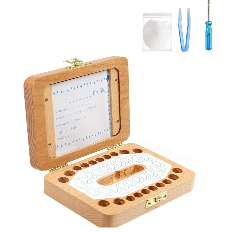 Tand Keepsake Box, Baby Tanden Doos Melk Tanden Besparen Organizer Kit, tand Collection Met Fotolijst Geheugen Opslag Souvenir: Default Title
